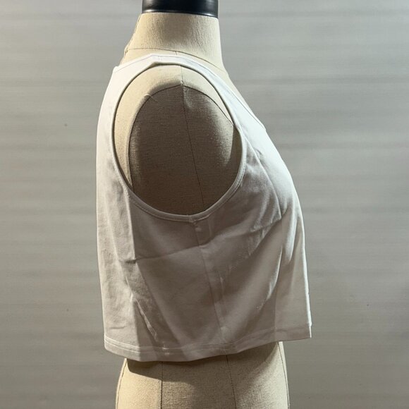Shein White Crop Top Tanktop Only Fans Size Small - Picture 2 of 5